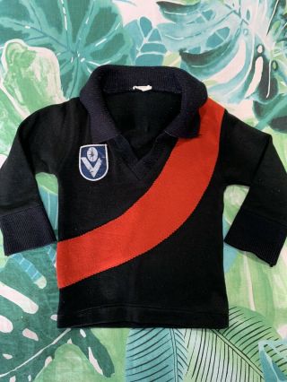 Essendon Bombers Vintage 80s Jersey Jumper Guernsey Long Sleeve Sekem Kids Vfl