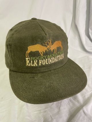 Vintage Rocky Mountain Elk Foundation Green Adult One Size Hat