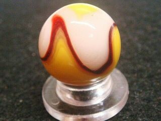 Vintage Akro Agate Eggyolk Oxblood Corkscrew Marble 2