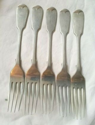 Vintage Set Of 5 X Cutlery Forks In Silver Plate Antique By As Albata Silver Al