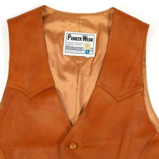 Vtg Pioneer Wear Western Soft Leather Satin Lined Rockabilly Vest Size M/l