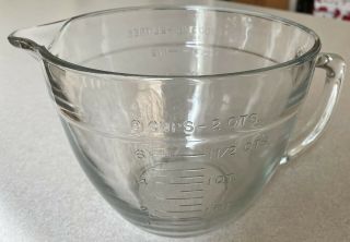 Vintage Anchor Hocking 2 Quart Clear Glass Measuring/mixing Bowl