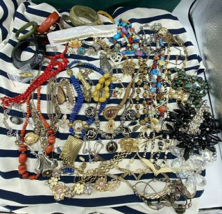 Joblot Bundle Costume Jewellery Vintage Modern Necklace Bracelet Brooches Named