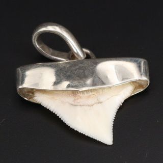 Vtg Sterling Silver - Solid Bezel Shark 