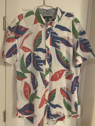 Vtg Tommy Hilfiger Mens Size3xl Short Sleeve Floral Button Down Hawaiian