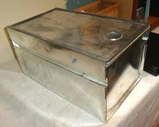 Antique Vintage Cabinet Or Hoosier Style Metal Drawer Bread Box Tin Punch Door