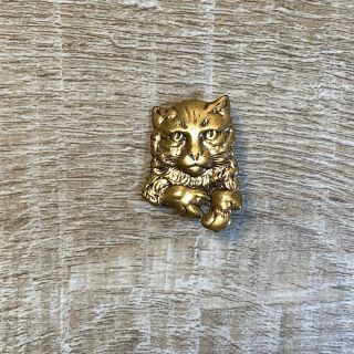 Vintage Gold Tone Cat Head Pin/brooch