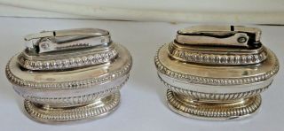 2 X Vintage Ronson Queen Anne Silver Plated Table Lighters