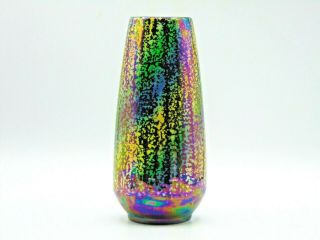 Vintage 1970s Sylvac 3051 Conical Lusterware Vase,  Iridescent Colours (ap160g)