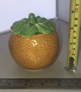 Sylvac Vintage Orange Marmalade Preserve Pot Jar Green Stalk Lid Model No.  582