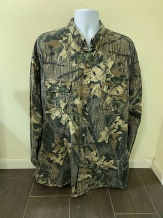 Vintage Mossy Oak Hunting Camouflage Long Sleeve Button Up Shirt Men Size 3x
