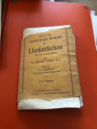 Vintage Map Of Llanfairfechan District Mountain Walks By Bezant Lowe