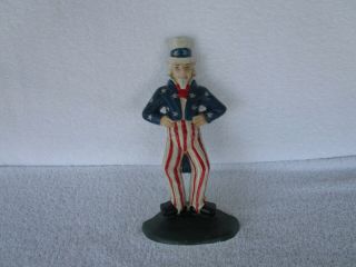 Vintage Cast Iron Hand Painted 9” Patriotic Uncle Sam Door Stop 3 Pounds