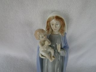 Vintage Virgin Mary Madonna & Child Baby Jesus Porcelain Statue Homco 1464 2