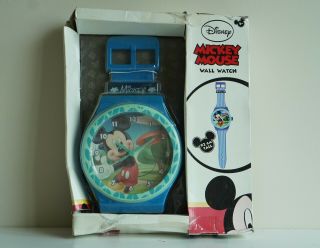 Rare Vintage Disney Mickey Mouse Blue Giant Wall Watch Clock -