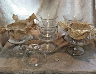 6 Vintage Chilled Dessert Or Shrimp Cocktail Glasses With 1 Extra Insert Cup