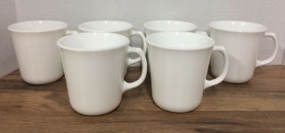 Vintage Corning Corelle Winter Frost White Set Of 6 Coffee Cups 3 - 1/2 " Mugs Euc