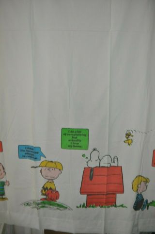 Peanuts Gang Vintage Flat Bed Sheet Snoopy White Sheet 1980s