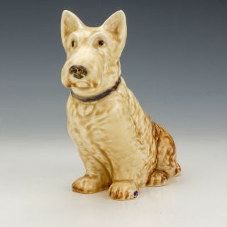 Vintage Sylvac Pottery - Tan Glazed Mac Dog Figure - Art Deco