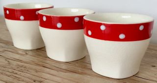 Three Vintage Stylecraft Midwinter Red Domino Egg Cups