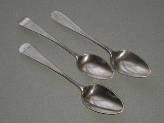 3 Antique Georgian Hallmarked Silver Tea Spoons Monogram H T M 38.  5gms