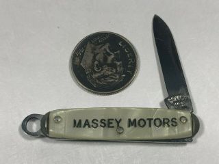 Vintage Miniature Pocket Knife Massey Motors Car Dealership Advertising Knife