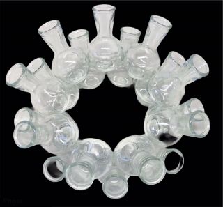 Vintage Clear Glass 18 Bud Vase Cluster Flower Frog Floral Arranger Centerpiece