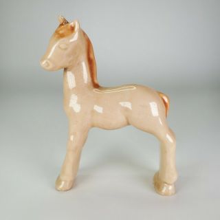 Vintage Ceramic Horse Figurine 4.  75 Inch Blush Color
