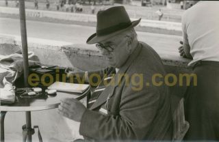 Alfred Neubauer In Pitlane With Stopwatches.  Vintage Photograph