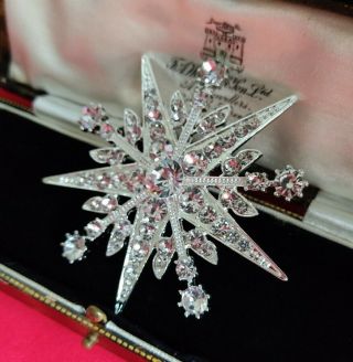 Art Deco Style Jewellery Large Crystal Silver Star Brooch Pin Vintage Style