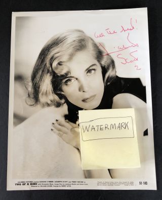 Vintage 1951 Lizabeth Scott Autographed Photo Hal Wallis " Two Of A Kind”