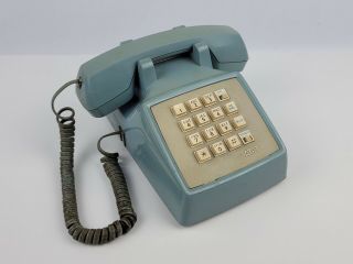 Vintage At&t Desk Top Push Button Phone Telephone Blue Ringer Button Redial Mute
