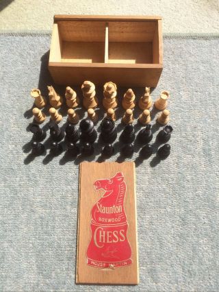 Vintage Staunton Boxwood Chess Set (complete)