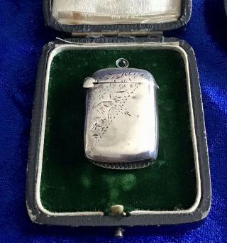 Unusual Antique Solid Silver Miniature Vest Case Hallmark Birmingham 1907