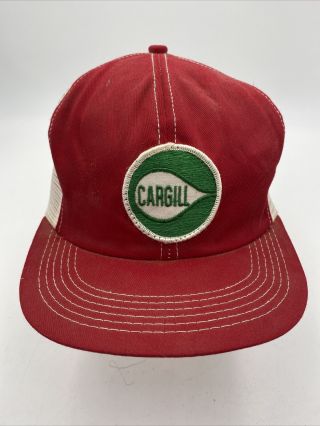 Vtg K - Brand K - Products Cargill Snapback Trucker Hat Patch Mesh Red
