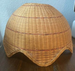 Vintage Wicker Rattan Lamp Shade For Light Fixture/lamp Scallop Edge