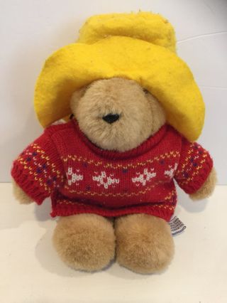 Vintage 1988 Paddington Bear Christmas Sweater Plush Stuffed Eden Toy Animal