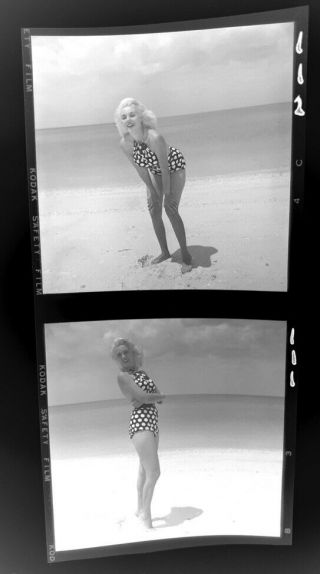 2 Vintage Nude Bunny Yeager Self Portrait Camera Negative Marco Beach 111 - 112