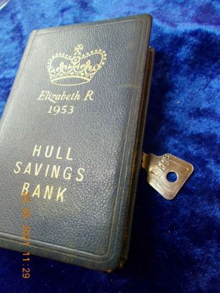 Vintage 1953 - Hull Savings Bank - Home Safe Money Box - WITH KEY 2