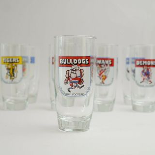 1970s Vintage Footscray Bulldogs Mascot Glass Afl Vfl Official Product