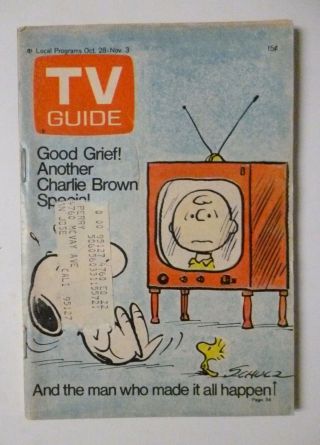 San Francisco Oct 28 1972 Tv Guide Peanuts Charlie Brown Snoopy Charles Schulz