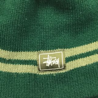 VINTAGE Stussy Hat Skull Cap Beanie Green Knit One Size Adult Men ' s USA MADE 90s 2