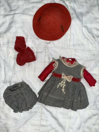 Vintage Vogue Dolls Inc.  Gray Dress With Red Bodysuit - Tagged Dress For Doll