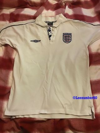 Vintage Retro Umbro England Football Polo Shirt - Uk L Large