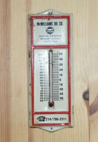 Vintage Mcwilliams Oil Advertising Thermometer Classic Texas Oil Collectible