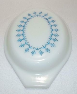 Vintage Pyrex Snowflake Blue Garland 943 Casserole Oval Lid Replacement 1.  5 Qt 3