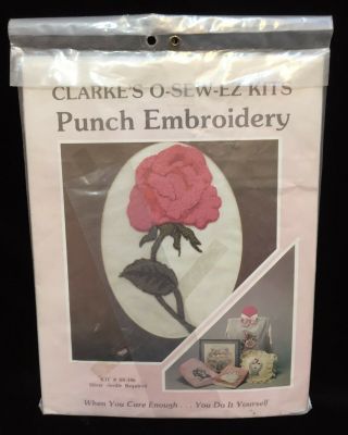 Punch Embroidery Rose Kit Clarkes O Sew Ez Boye Loop Embroidery Tool Vintage