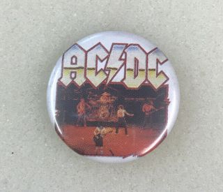 Vintage Ac/dc Button Metal Pin Badge Made In England Old Stock 1980s