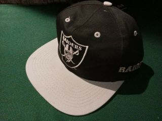 Vintage 90s Los Angeles Raiders Black Snapback Hat Nfl Plain Logo Retro