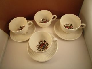 Vintage Wedgwood England Etruria Barlaston Conway Edme 4 Tea Cups & 3 Saucers B